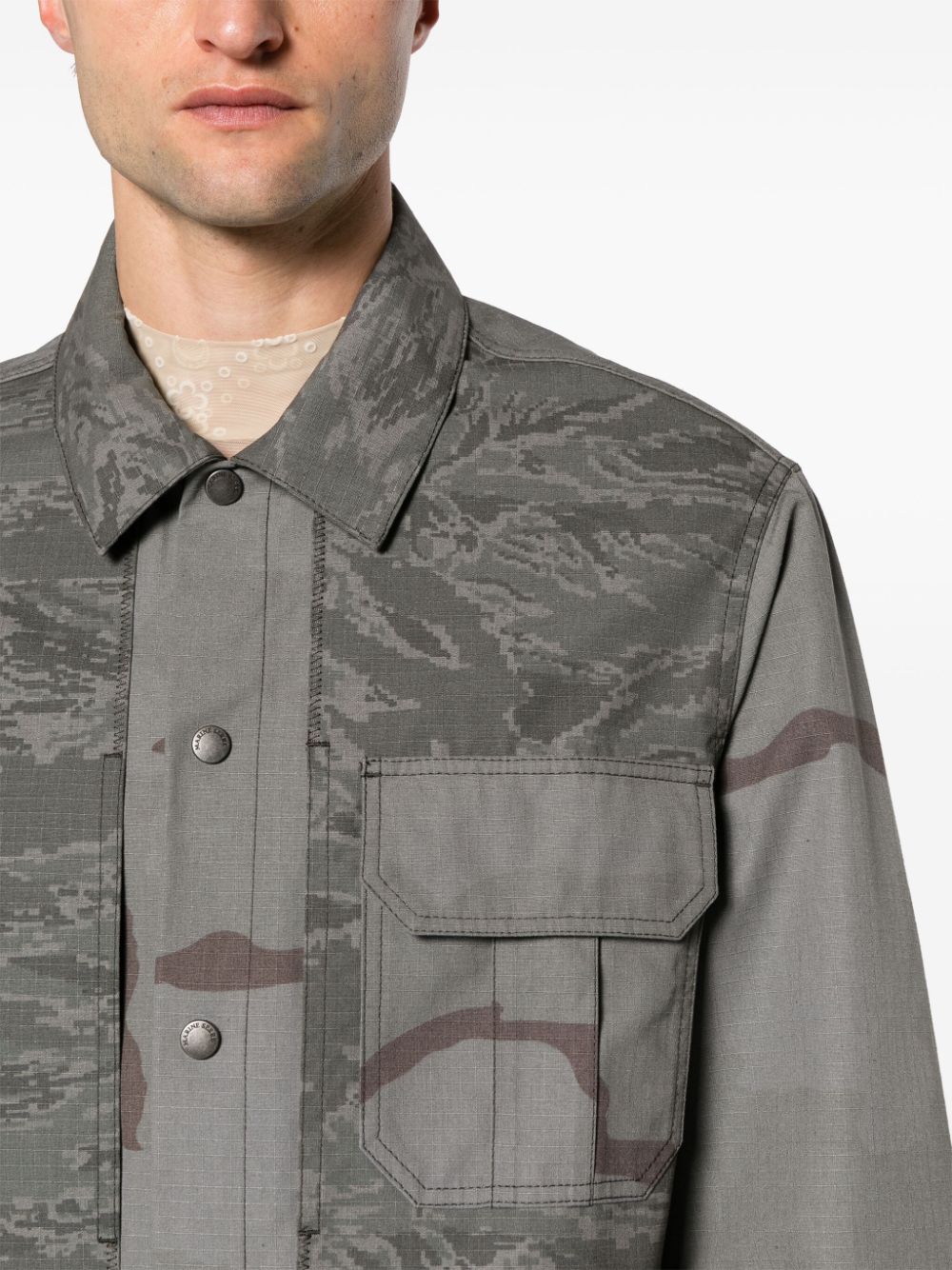 Marine Serre Rispstop classic-collar shirt jacket