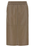 Nude Eco-leather Panel Skirt Nude
