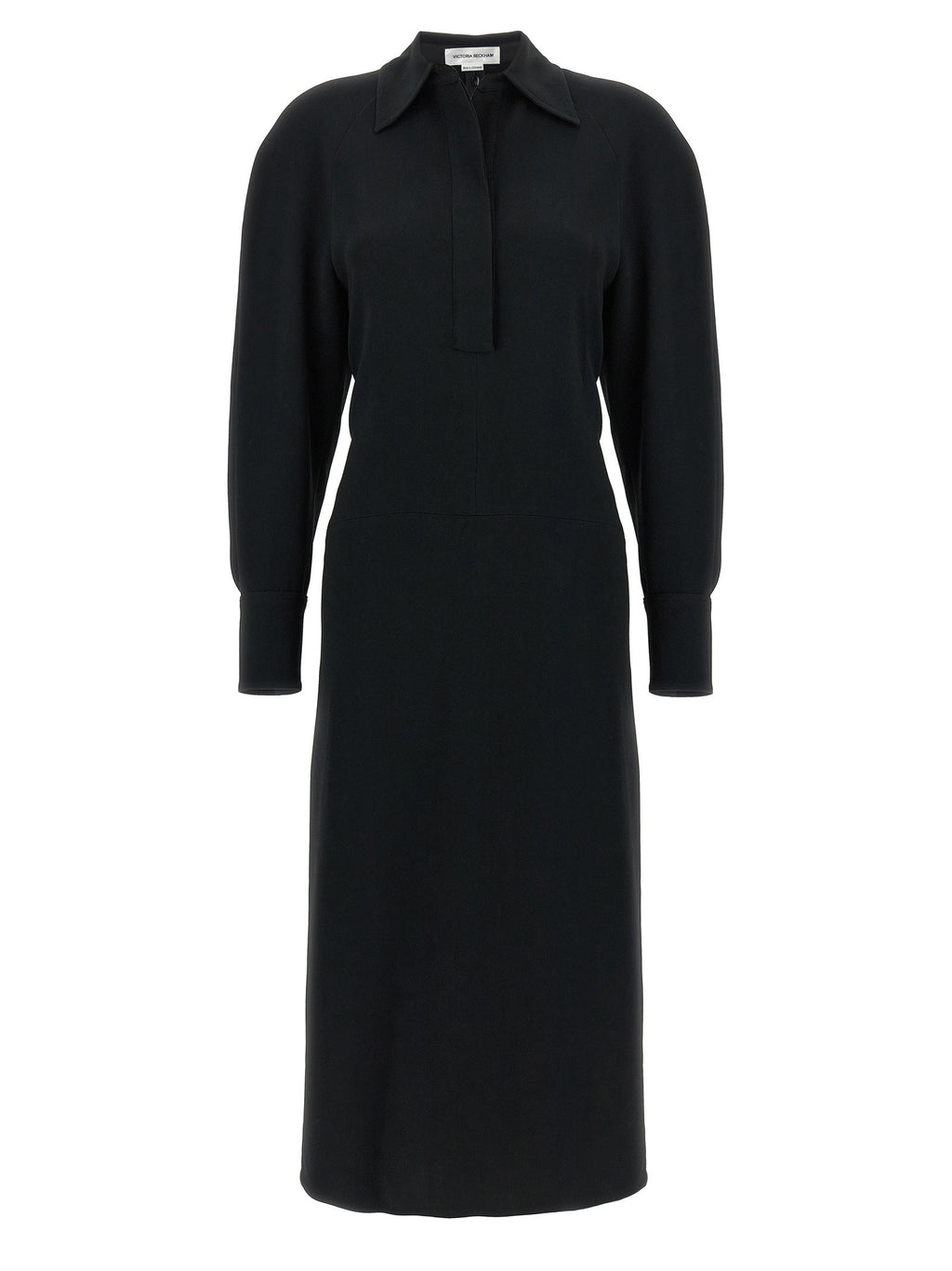 Victoria Beckham Long Sleeve Polo Collar Midi Dress