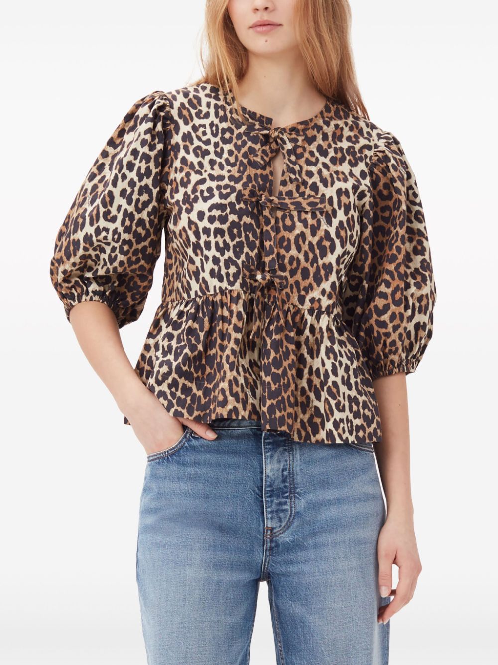 Ganni Conscious Criteria page Organic cotton peplum top Ganni
