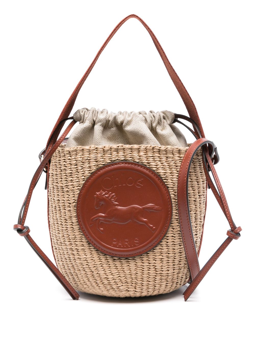 Chloé Chloe Raffia and Leather Bucket Bag