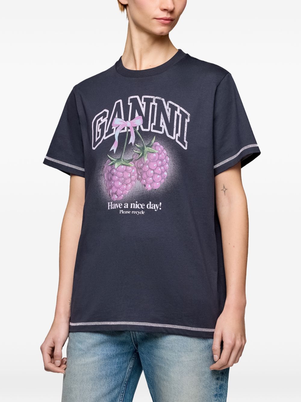Ganni Raspberry cotton t-shirt Ganni