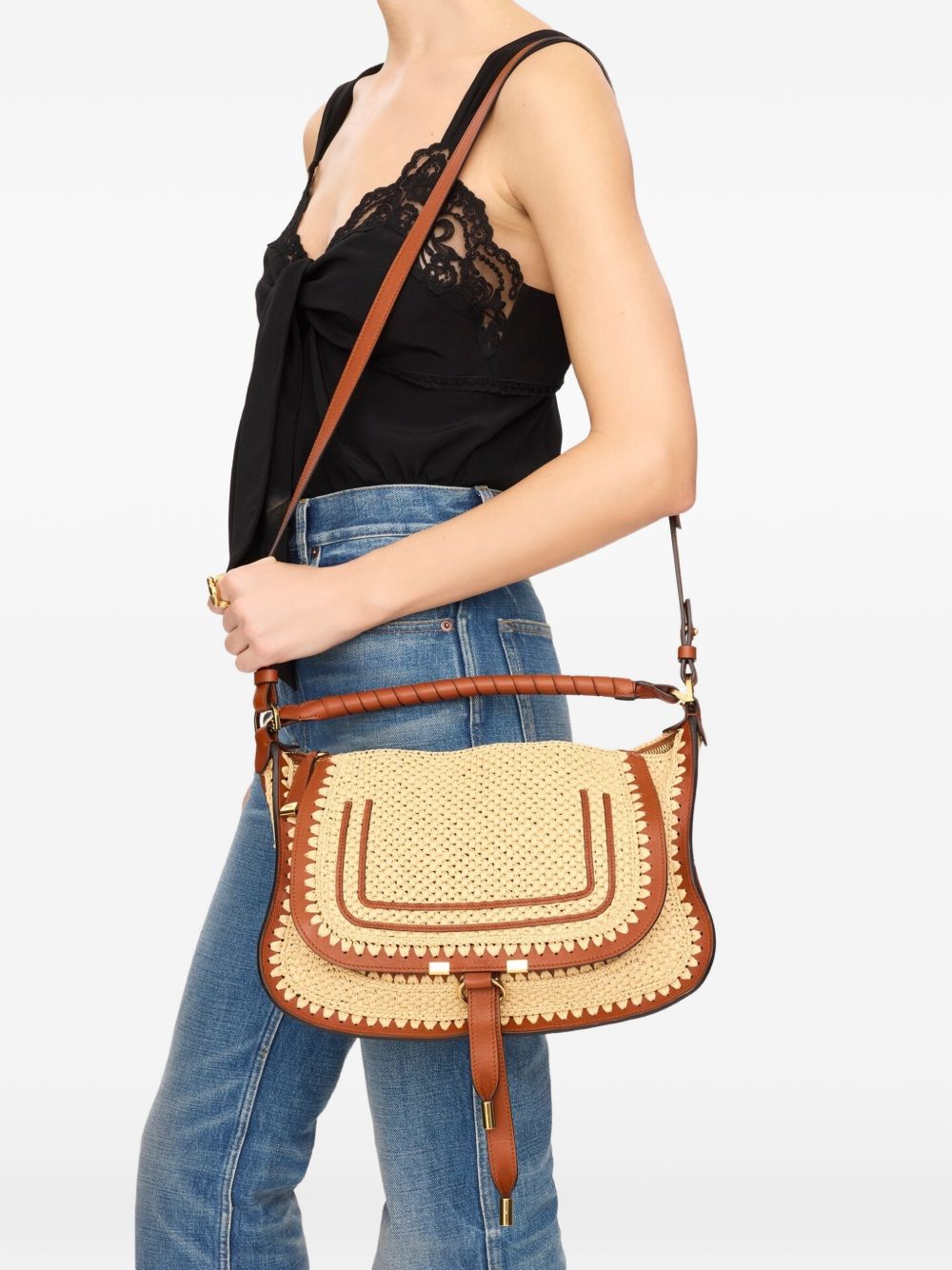 Chloé Marcie small rafia shoulder bag Chloé