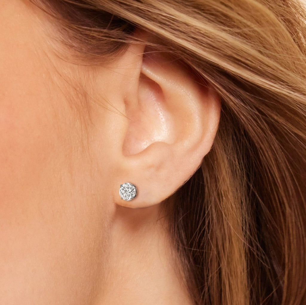 AGI Certified 2.50 CTW Lab Grown Diamond Screw Back Stud Earrings in 14K White Gold