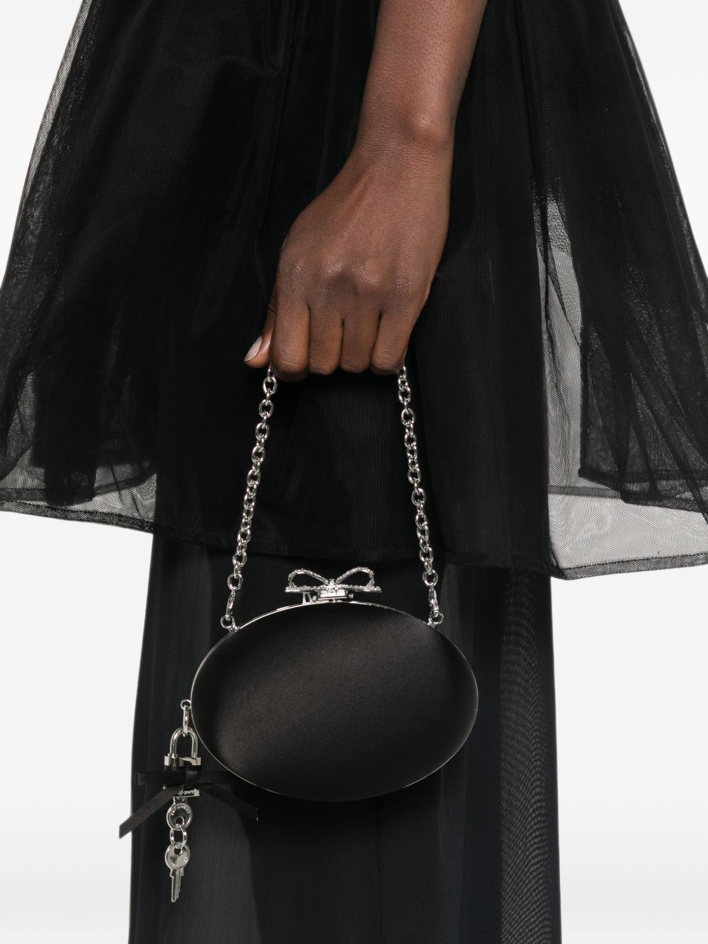 Self-Portrait Bow Crystal Oval Clutch