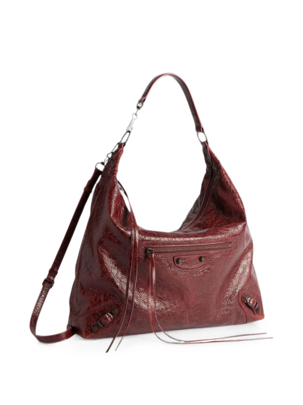Balenciaga Crinkled Leather Top Zip Bag