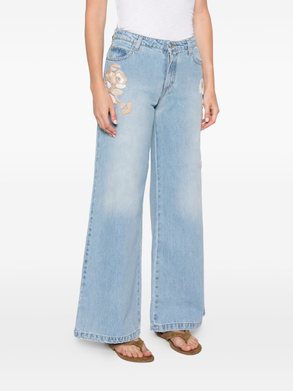 Ermanno Firenze Embroidered Denim Jeans