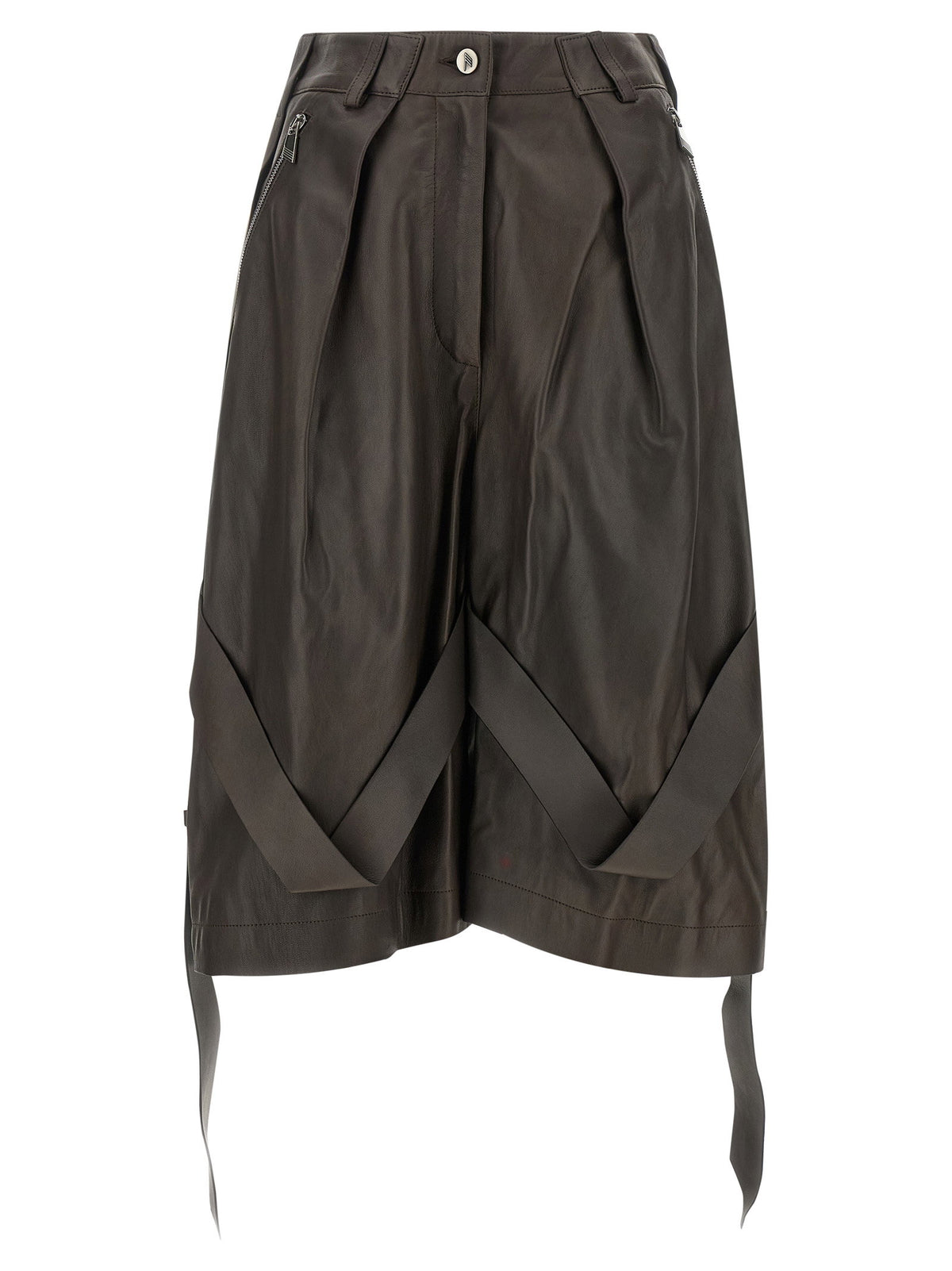 The Attico Brown Leather Bermuda Shorts The Attico
