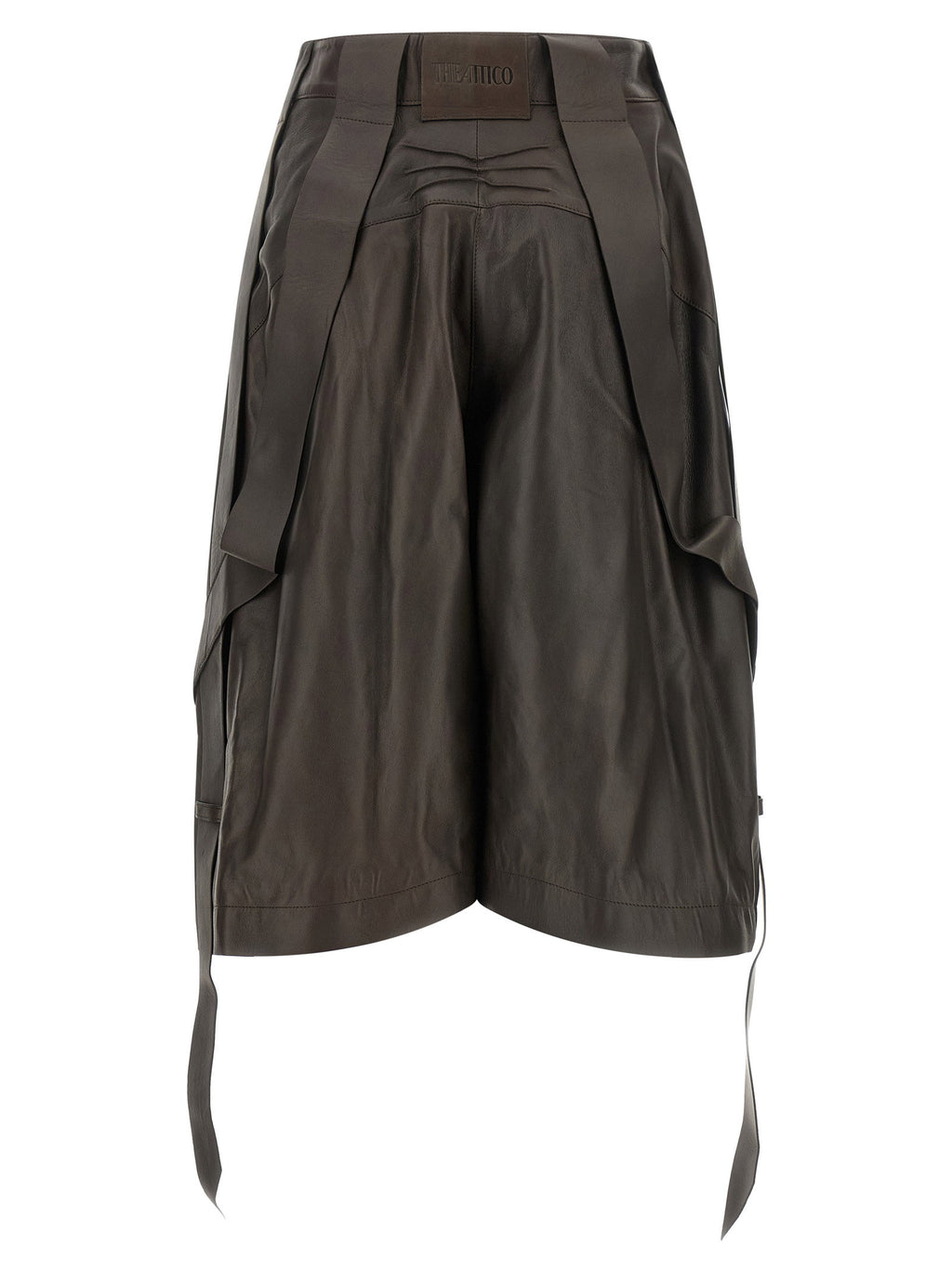 The Attico Brown Leather Bermuda Shorts The Attico