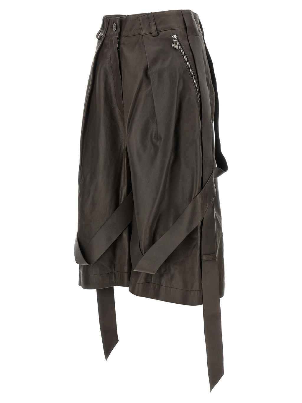 The Attico Brown Leather Bermuda Shorts The Attico