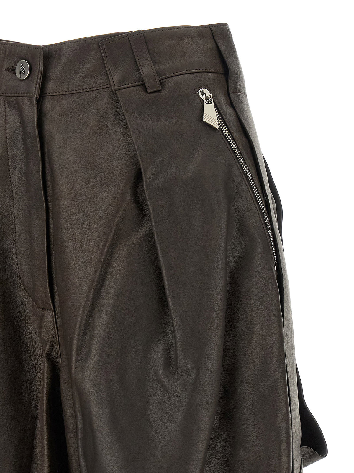 The Attico Brown Leather Bermuda Shorts The Attico