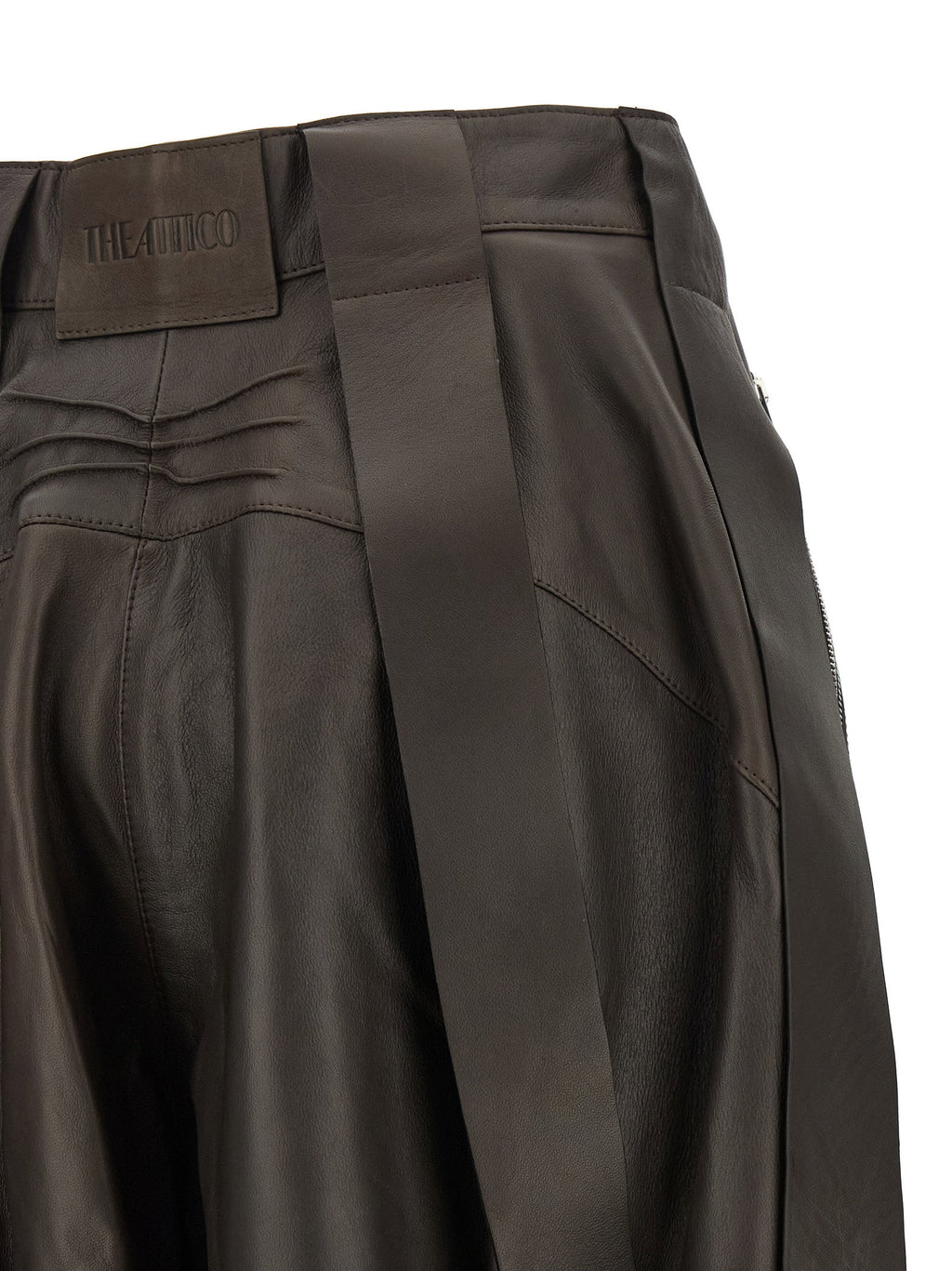 The Attico Brown Leather Bermuda Shorts The Attico