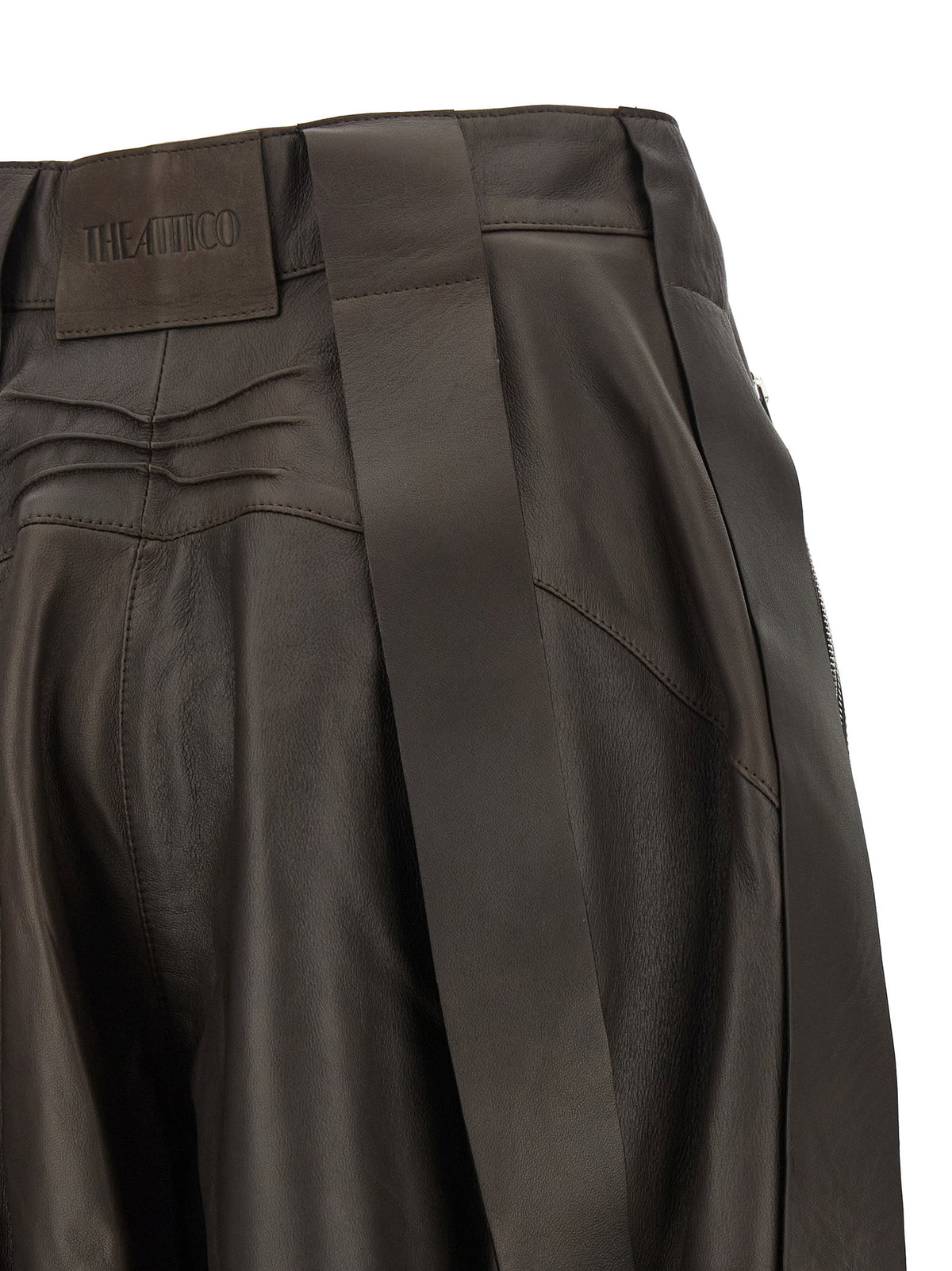 The Attico Brown Leather Bermuda Shorts The Attico
