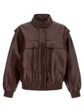 Twin Set Leather Effect Bomber Jacket