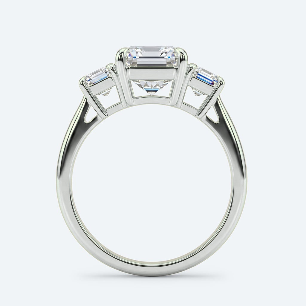 2.00 CTW AGI E/F VS Certified Emerald Cut Lab Grown Diamond Three-Stone Engagement Ring