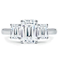 2.00 CTW AGI E/F VS Certified Emerald Cut Lab Grown Diamond Three-Stone Engagement Ring