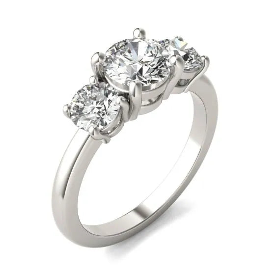 1.00 CTW Round Lab-Grown Diamond Three-Stone Engagement Ring in 14K White Gold Over Sterling Silver