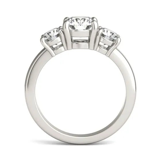 1.00 CTW Round Lab-Grown Diamond Three-Stone Engagement Ring in 14K White Gold Over Sterling Silver