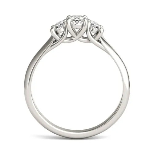1 CTW Oval Lab Grown Diamond Three Stone Engagement Ring 14K White Gold (G-VS)