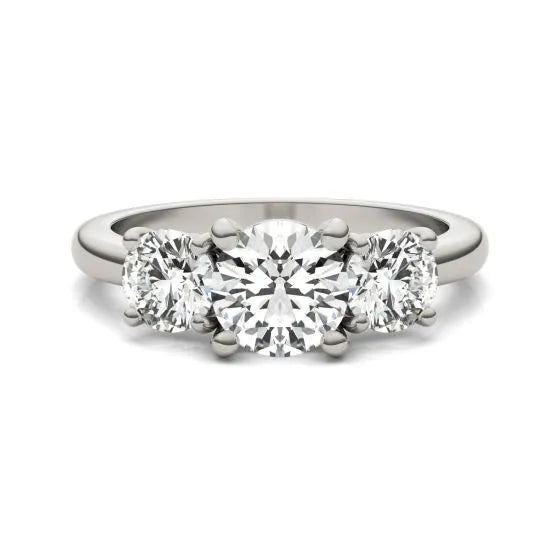 1.00 CTW Round Lab-Grown Diamond Three-Stone Engagement Ring in 14K White Gold Over Sterling Silver