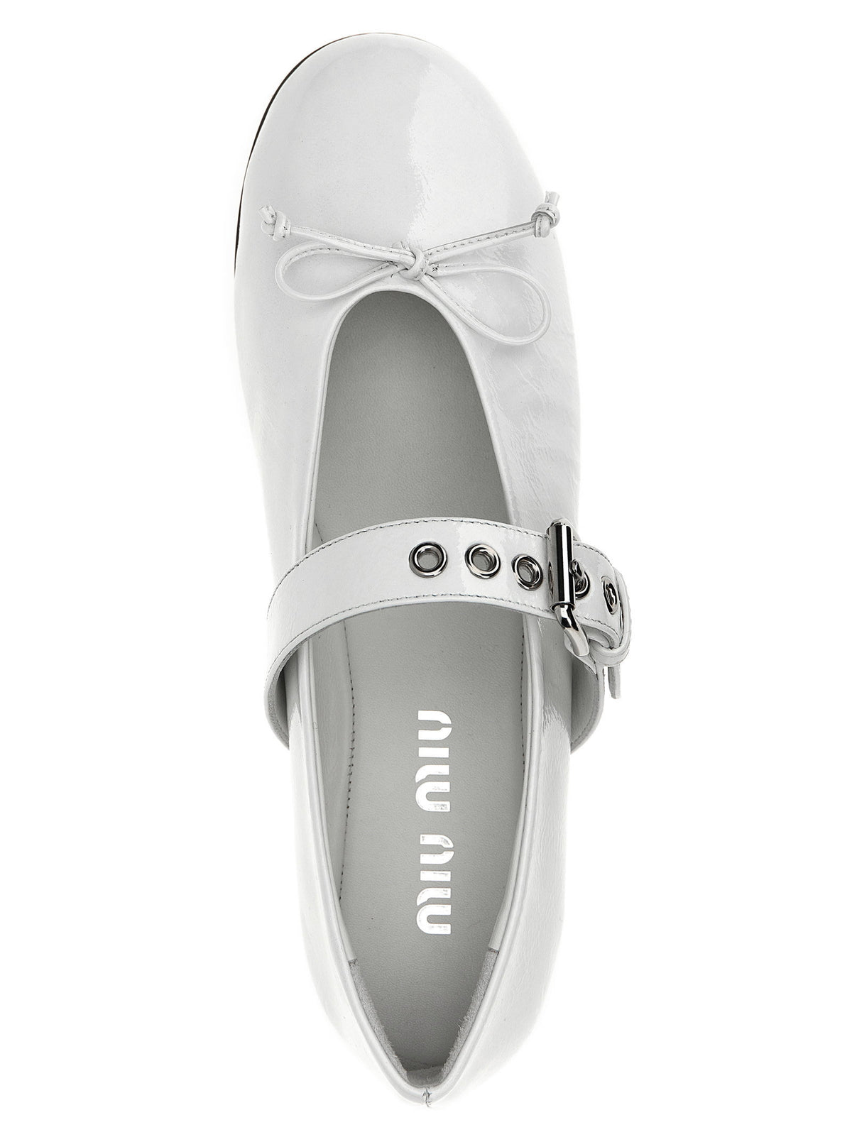Miu Miu Buckle And Bow Ballet Flats