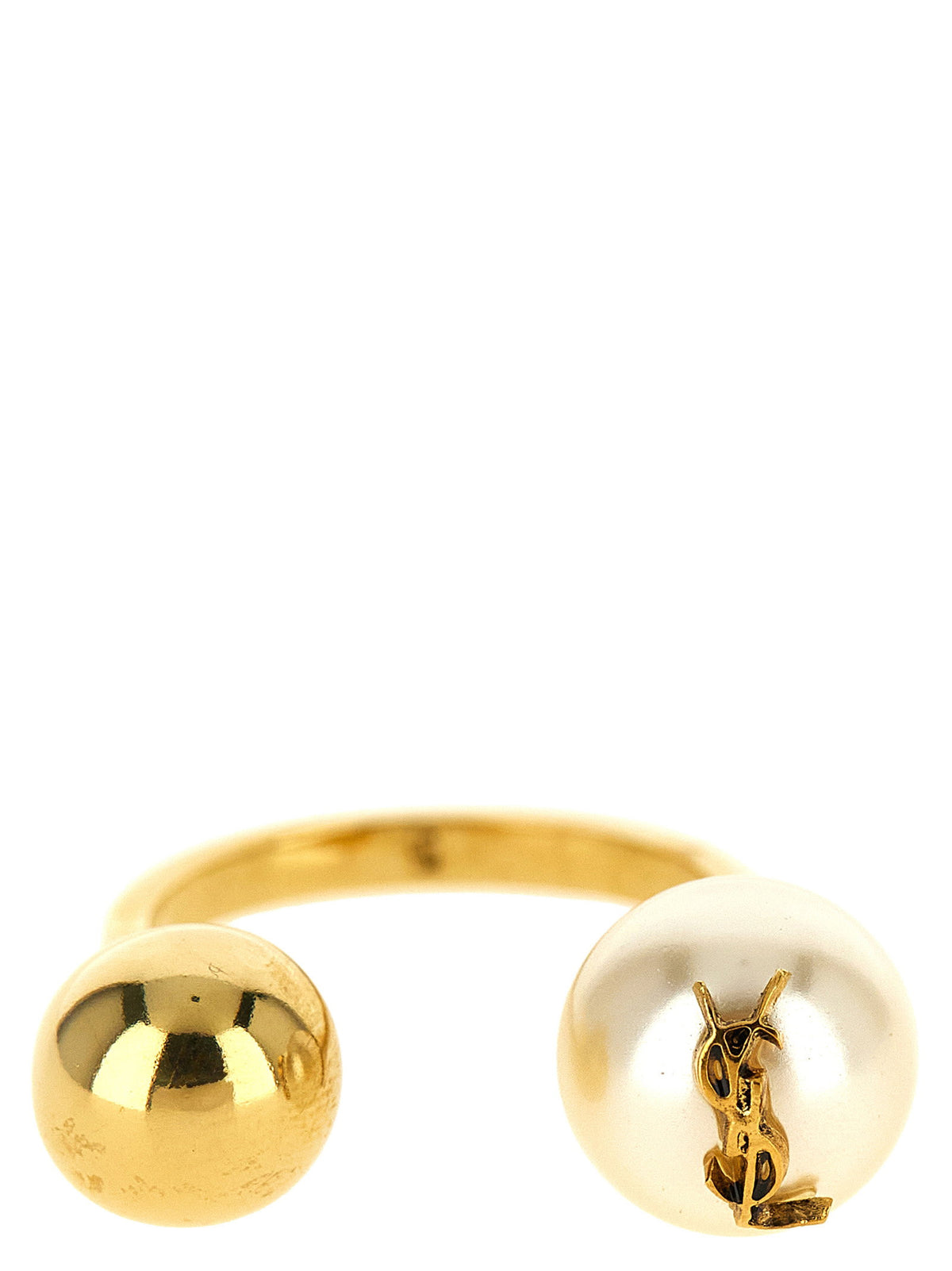 Saint Laurent Cassandre Ring With Pearl And Sphere