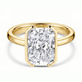 AGI Certified 7.00 CTW F/VS Radiant Cut Lab Diamond Half Bezel Solitaire Engagement Ring in 14K Yellow Gold