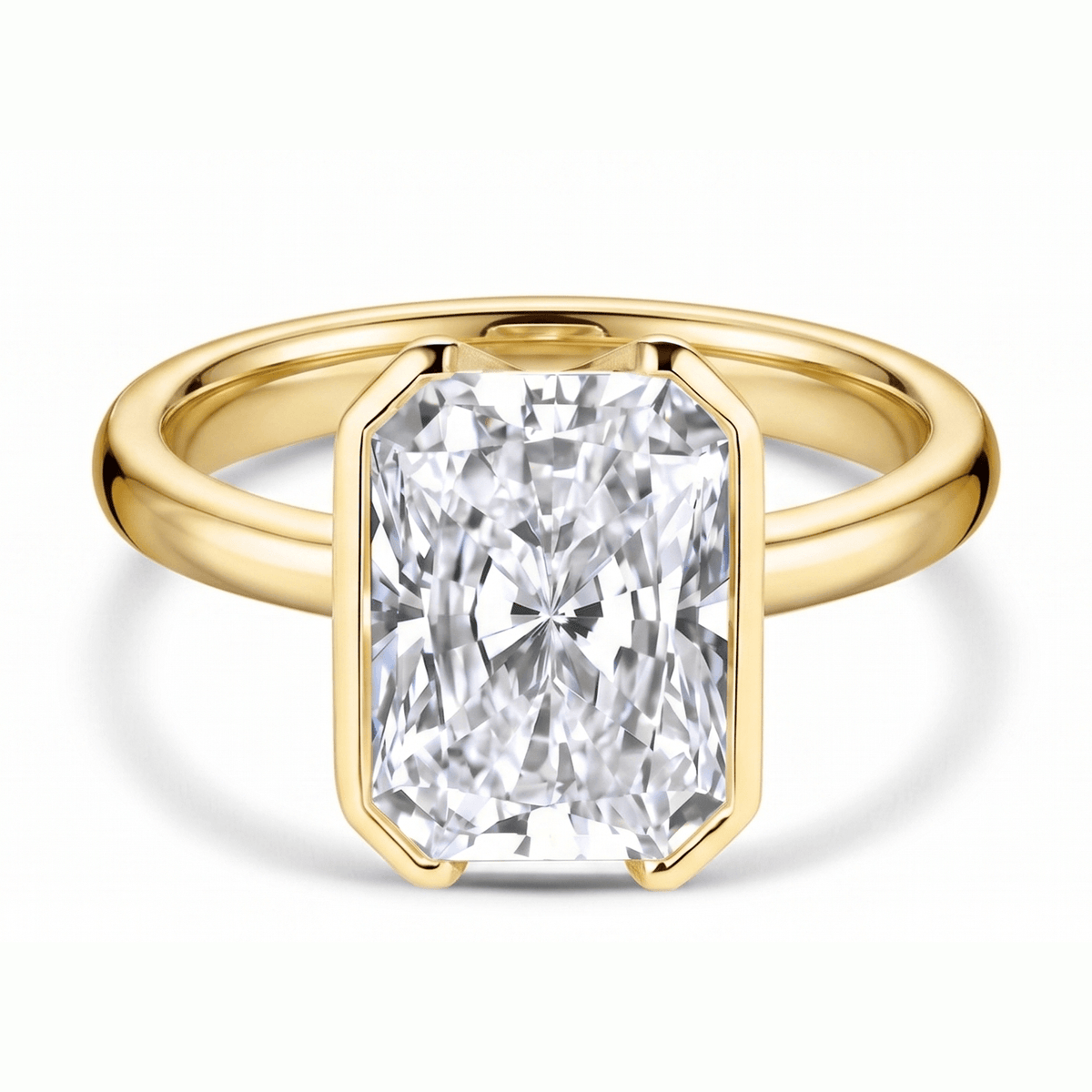AGI Certified 7.00 CTW F/VS Radiant Cut Lab Diamond Half Bezel Solitaire Engagement Ring in 14K Yellow Gold