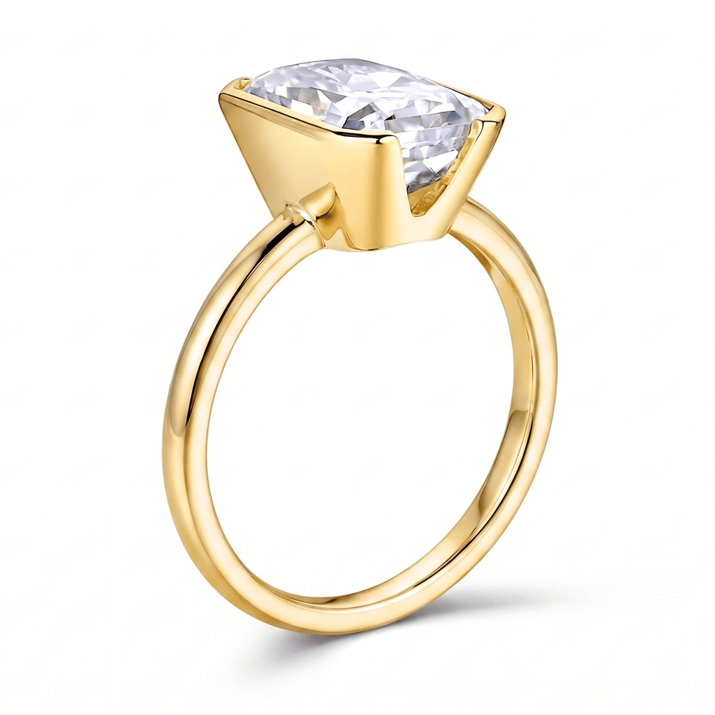 AGI Certified 7.00 CTW F/VS Radiant Cut Lab Diamond Half Bezel Solitaire Engagement Ring in 14K Yellow Gold