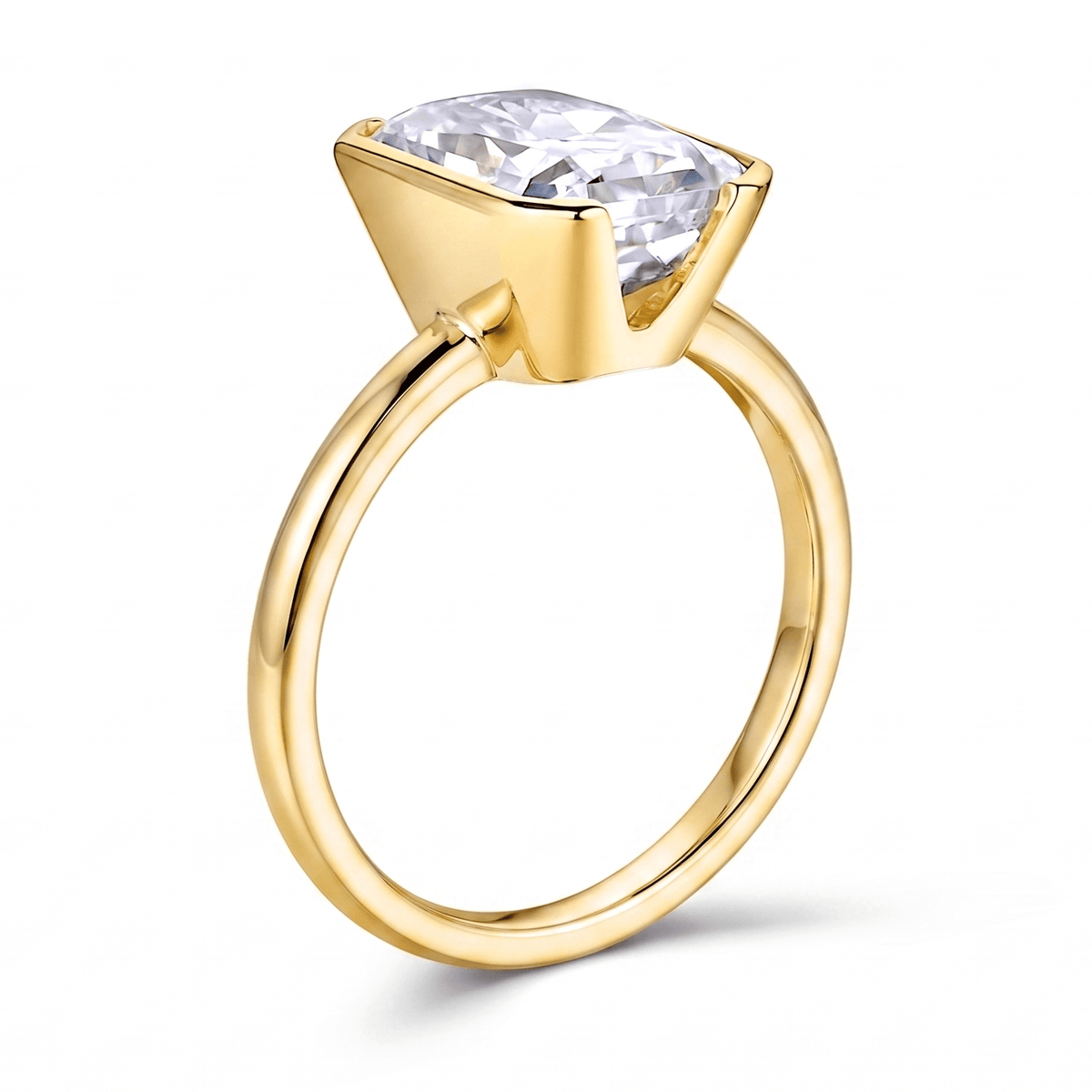 AGI Certified 7.00 CTW F/VS Radiant Cut Lab Diamond Half Bezel Solitaire Engagement Ring in 14K Yellow Gold