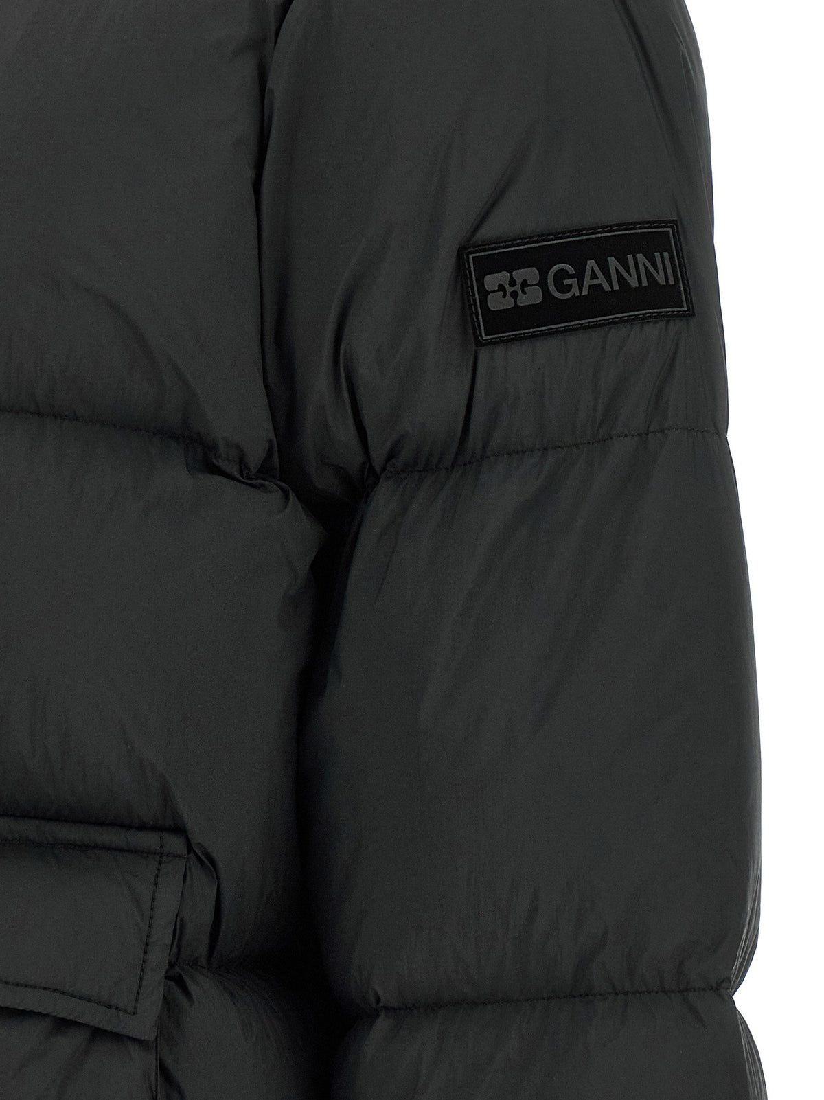 Ganni Future Nylon Black Down Jacket Ganni