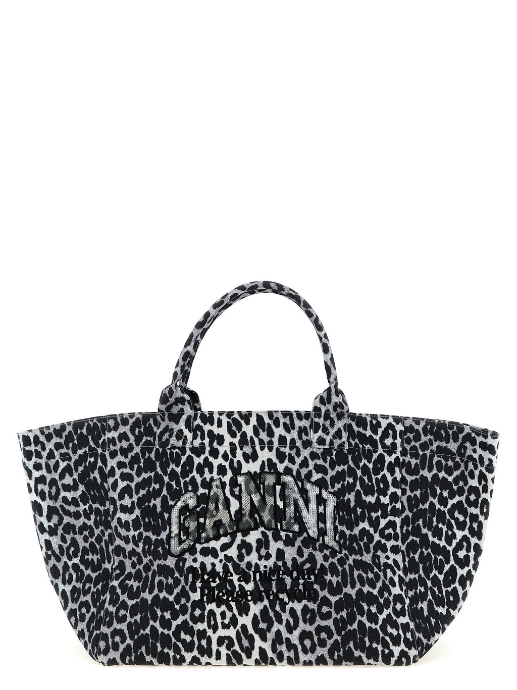 Ganni Leopard Sequin Xxl Tote Shopping Bag Ganni