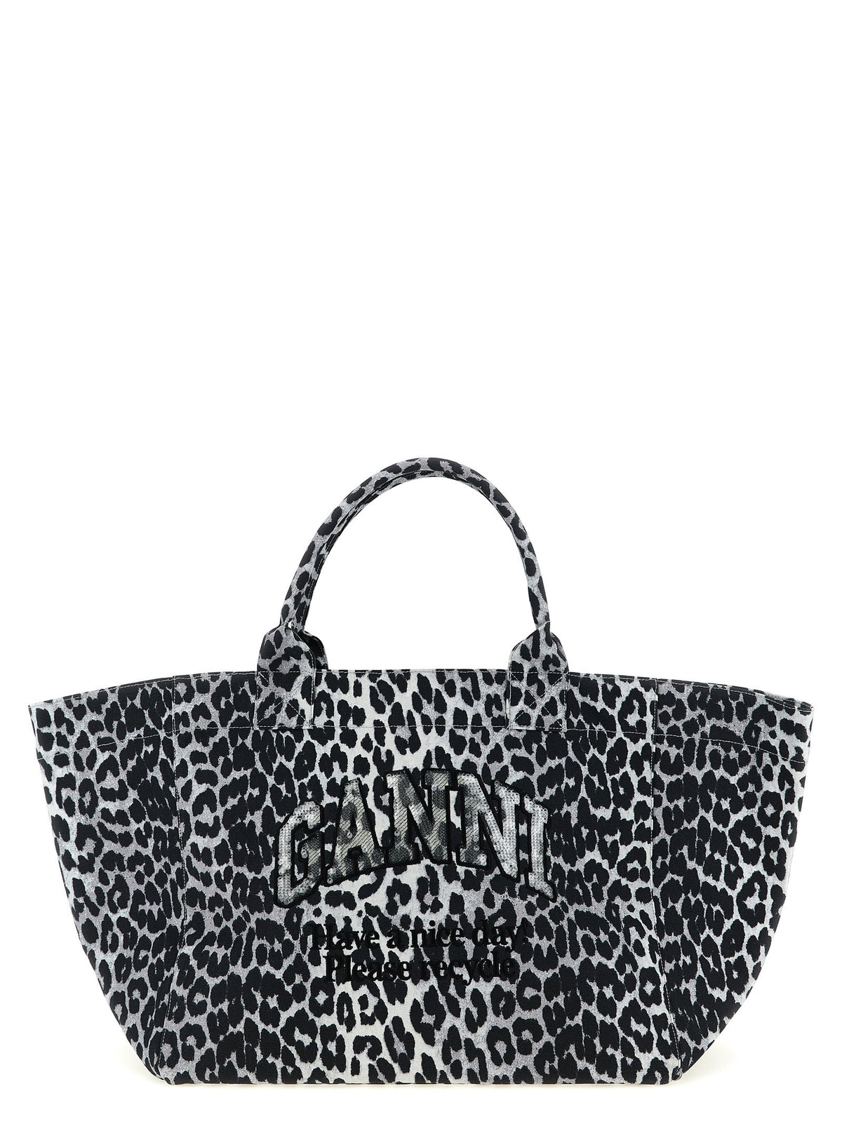 Ganni Leopard Sequin Xxl Tote Shopping Bag Ganni