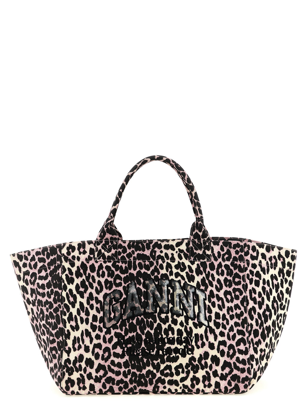 Ganni Leopard Sequin Xxl Tote Shopping Bag Ganni