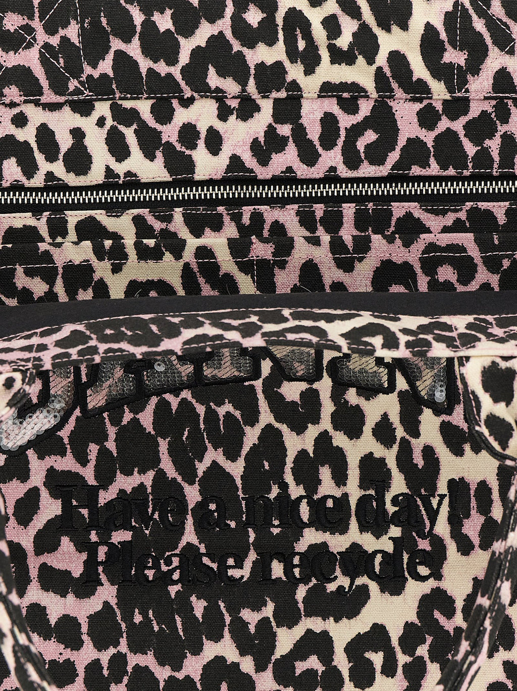 Ganni Leopard Sequin Xxl Tote Shopping Bag Ganni