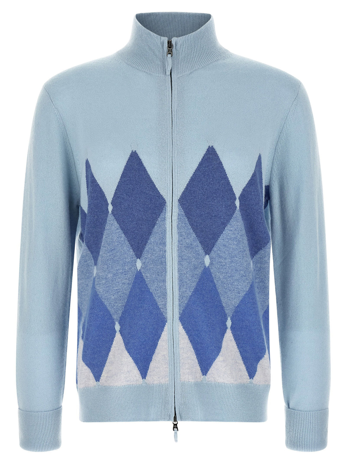 Ballantyne Classic Diamond Intarsia Zip Cardigan