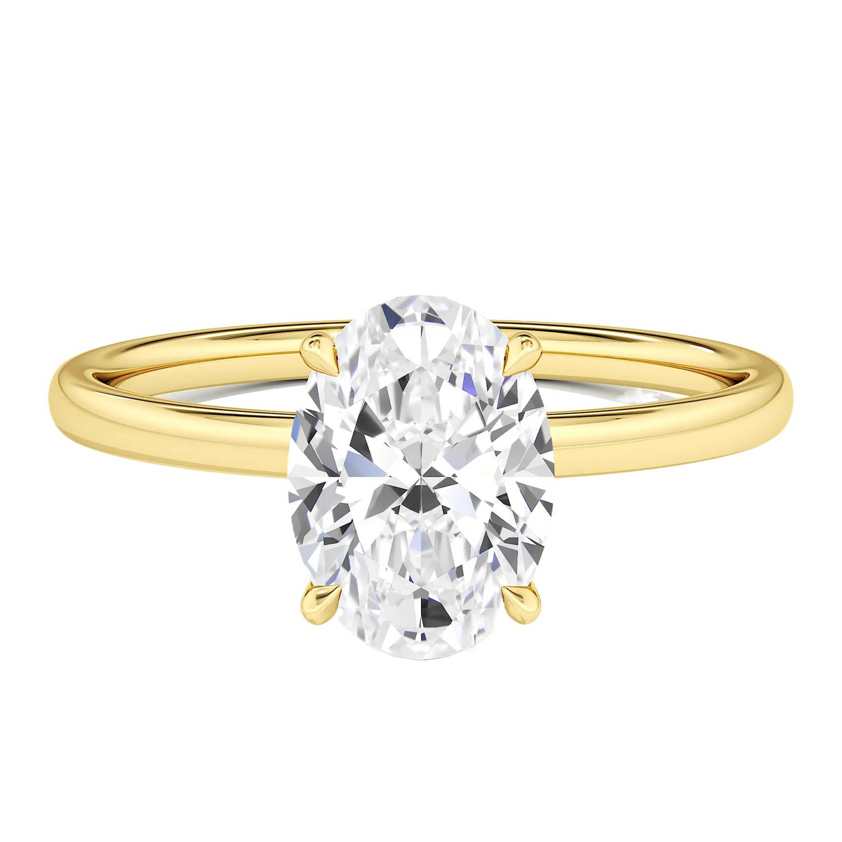1.50 CTW Oval Cut Certified Moissanite Solitaire Ring in 14kt Yellow Gold Over Sterling Silver