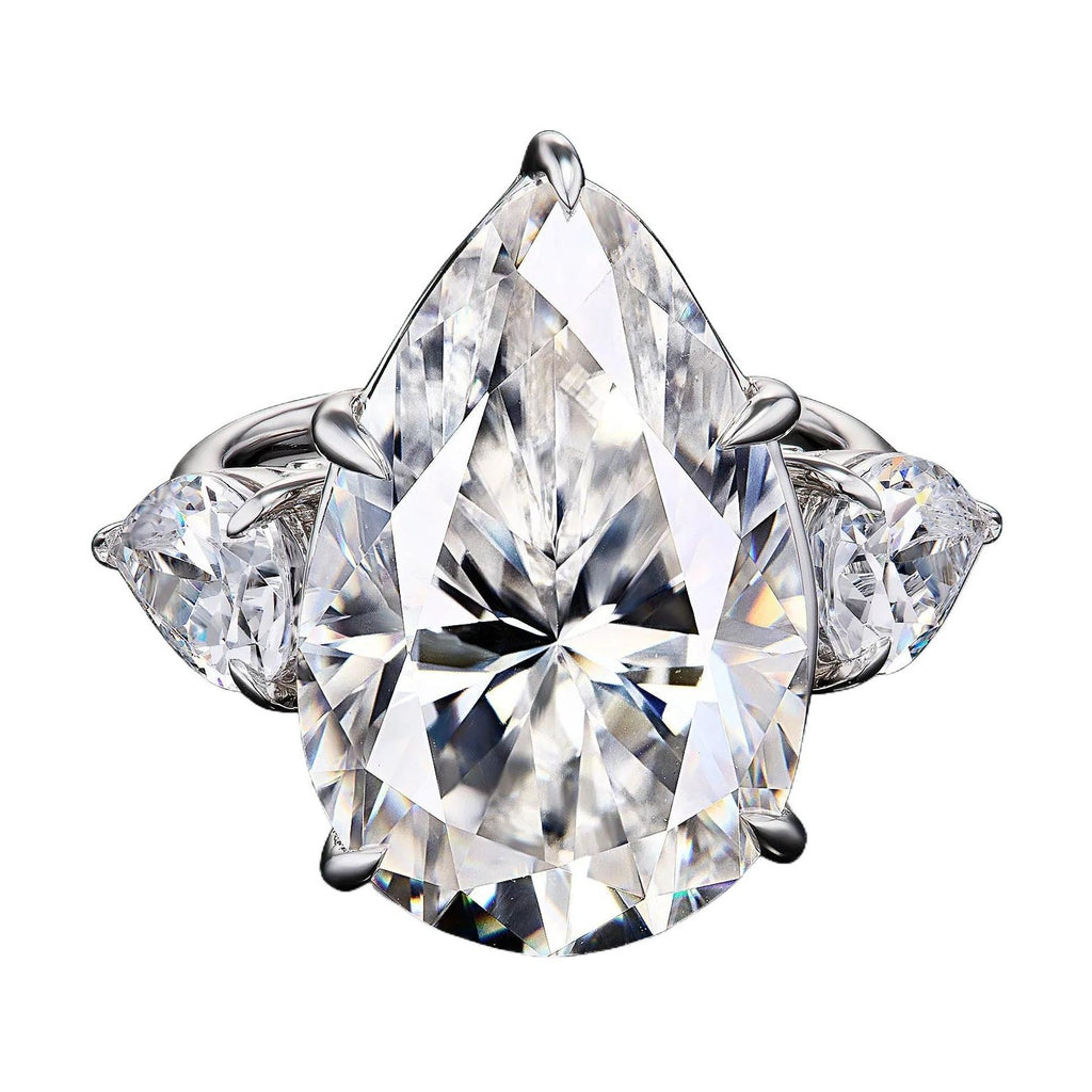 AGI Certified 5.00 CTW Pear Cut Lab Diamond Three Stone Engagement Ring in 14K White Gold