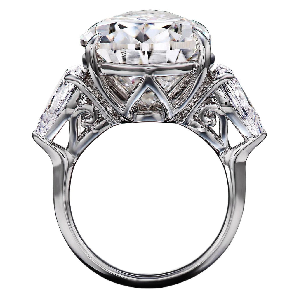AGI Certified 5.00 CTW Pear Cut Lab Diamond Three Stone Engagement Ring in 14K White Gold