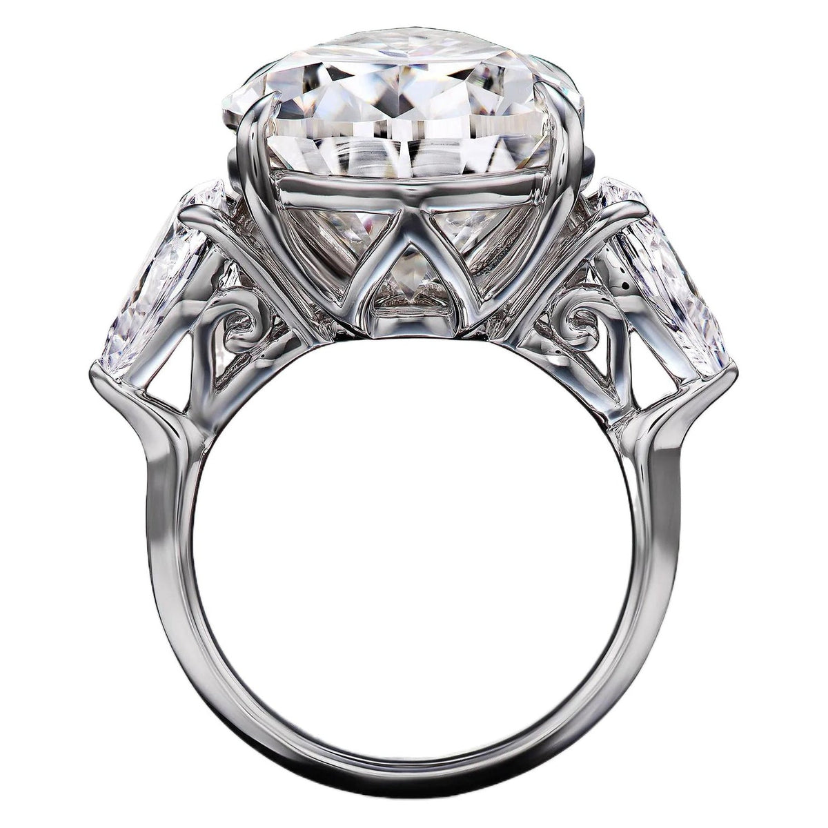 AGI Certified 5.00 CTW Pear Cut Lab Diamond Three Stone Engagement Ring in 14K White Gold