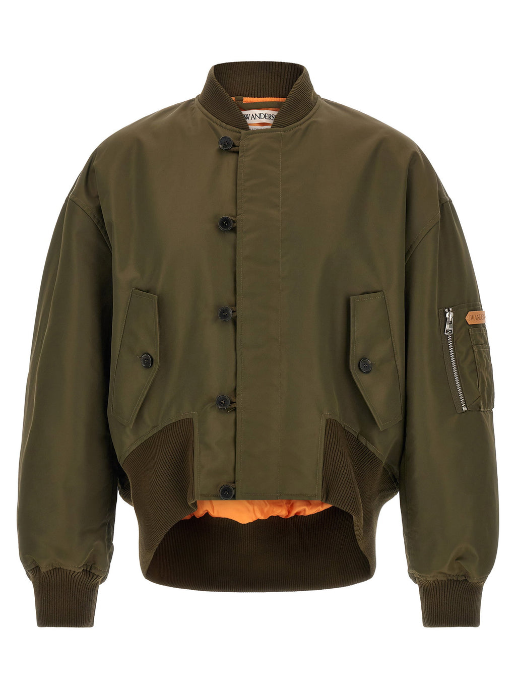 J.w.anderson Green Bomber Jacket With Asymmetric Hem J.w.anderson