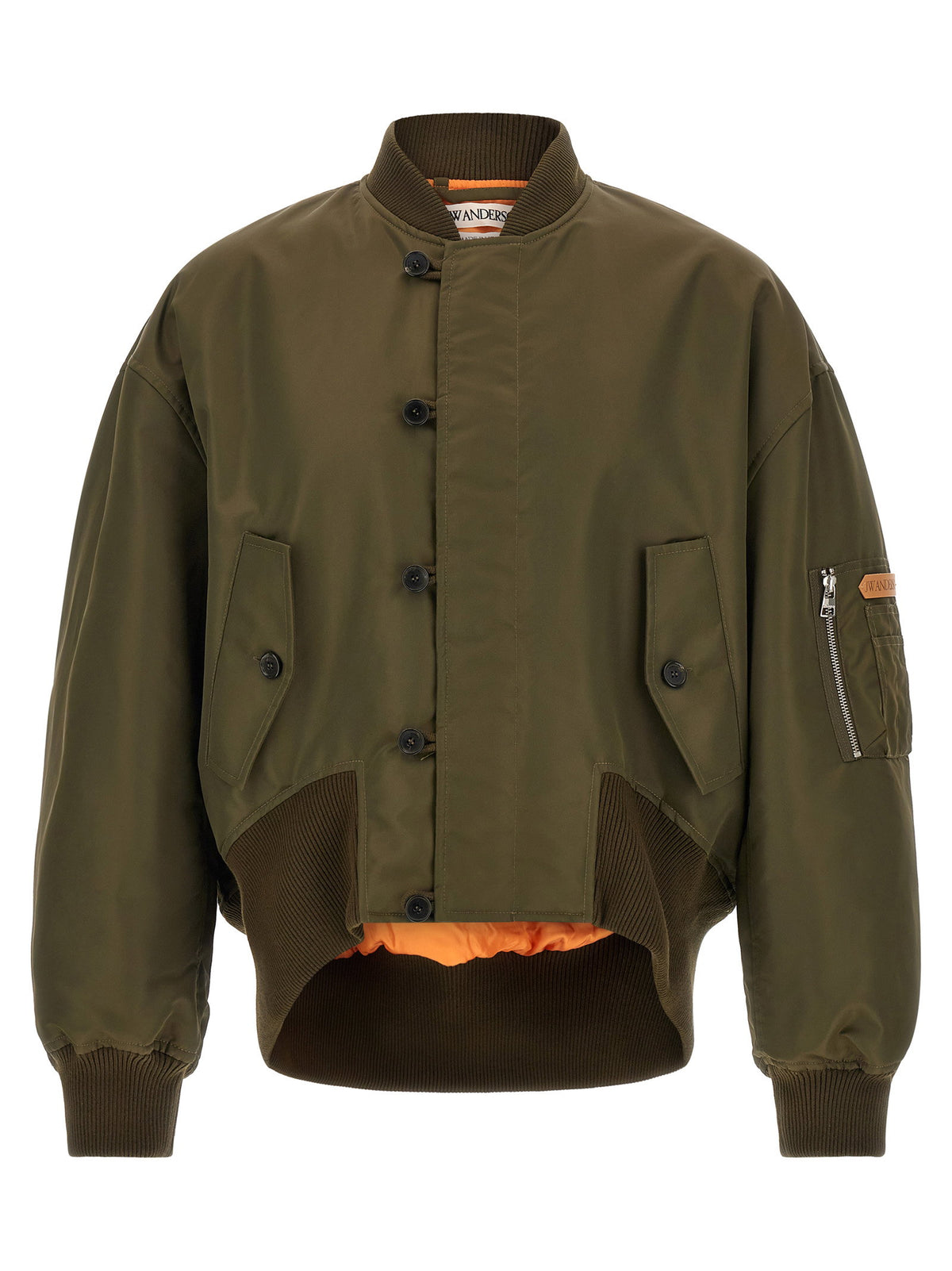 J.w.anderson Green Bomber Jacket With Asymmetric Hem J.w.anderson