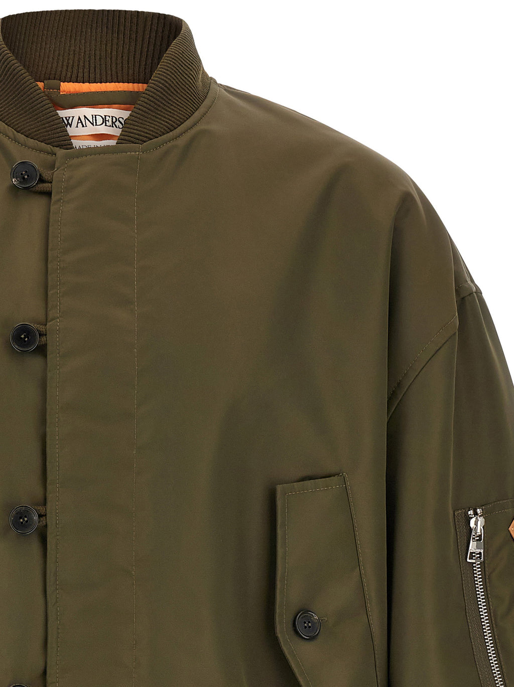 J.w.anderson Green Bomber Jacket With Asymmetric Hem J.w.anderson