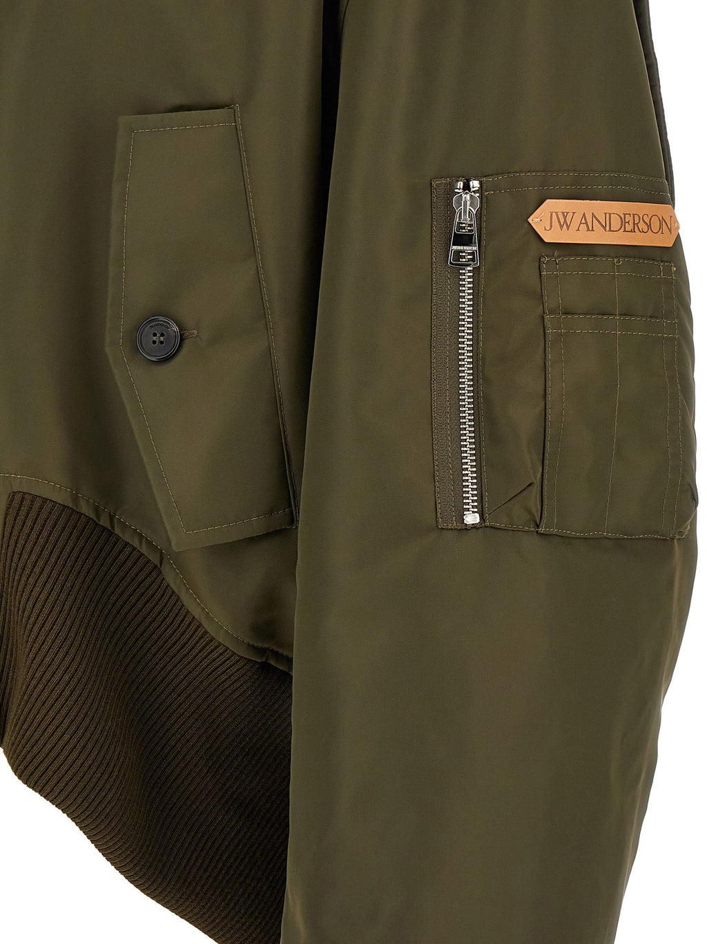 J.w.anderson Green Bomber Jacket With Asymmetric Hem J.w.anderson