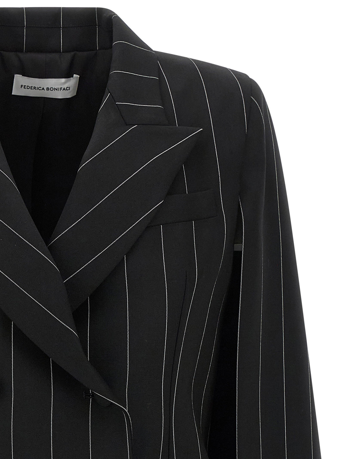 Federica Bonifaci Pinstripe Tuxedo Cape