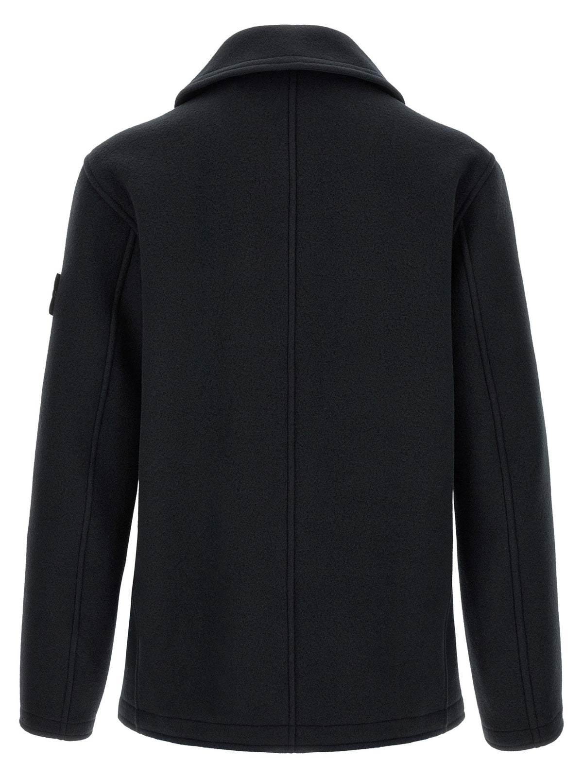 Stone Island Double-breasted Coat With Logo Badge