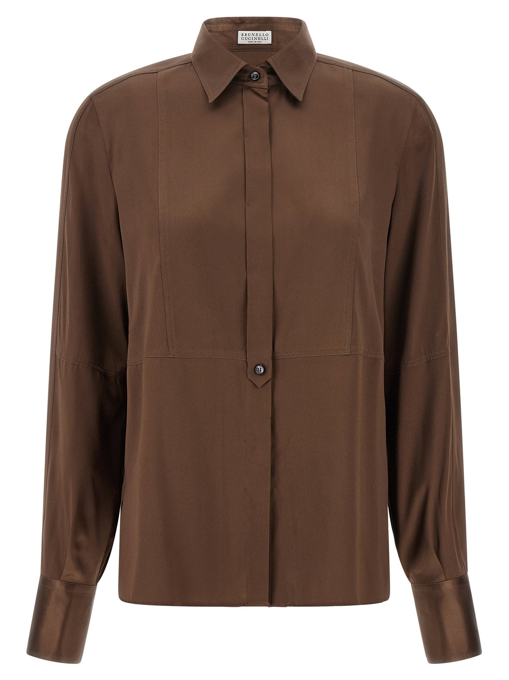 Brunello Cucinelli Stretch Silk Satin Shirt