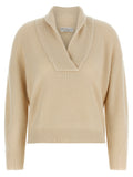 Brunello Cucinelli Shawl Neck Ribbed Sweater
