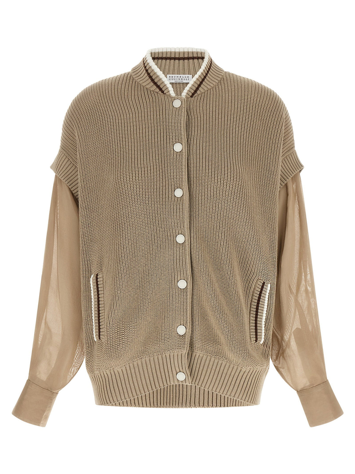 Brunello Cucinelli Organza Sleeve Cardigan