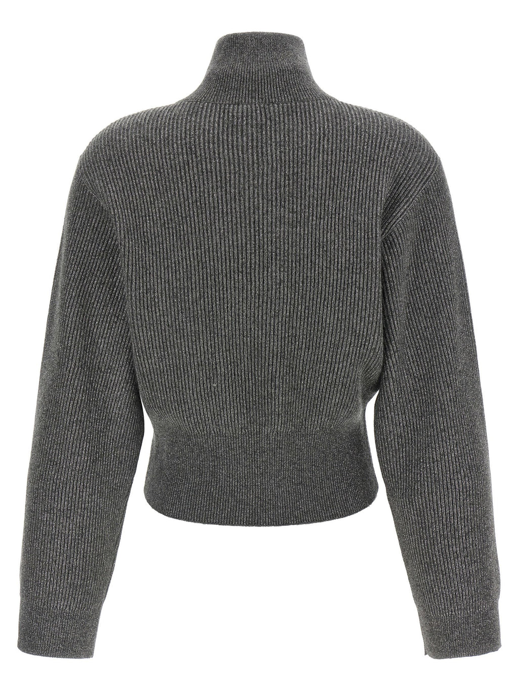 Brunello Cucinelli Ribbed Cardigan With Leather Detail